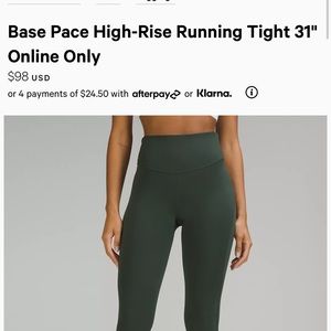Lululemon dark green size 12